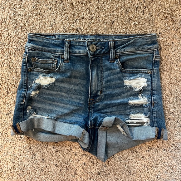 American Eagle Ne(x)t Level Stretch Medium Wash Denim Distressed Shorts - Picture 5 of 8
